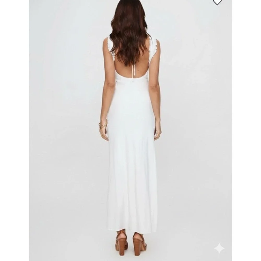 Princess Polly Lillette White Linen Maxi Dress Lace Trim Square Neck Back Tie
4 - Picture 2 of 10